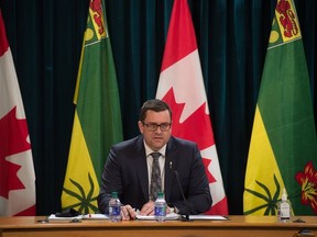 - Saskatchewan Health Minister Paul Merriman speaks to media during a news conference regarding COVID-19 held at the Saskatchewan Legislative Building in Regina, Saskatchewan on Mar. 10, 2021. BRANDON HARDER/ Regina Leader-Post