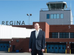 Regina Airport Authority (RAA) President CEO James Bogusz stands on at tarmac at airport in Regina, Saskatchewan on April 6, 2021. Bogusz said there may be no plans in the immediate term but he wants the RAA to have the ability to grow in the future.