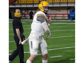 Regina-born quarterback Mike Beaudry, shown with the NCAA's Idaho Vandals, is eligible for Tuesday's CFL draft.