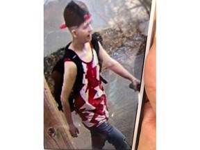 REGINA, SASK :  April 28, 2021: Regina police released this image on April 28, 2021, of a male teen suspected in a string of arsons to fences and sheds.