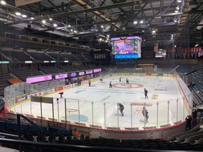 Rob Vanstone's vantage point from Section 223 of the Brandt Centre — the WHL's East Division hub.