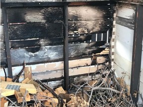 Deva Moore's shed was set on fire on April 27, 2021. Two other sheds and a fence in her neighbourhood were also set on fire that day, and Regina Fire and Protective Services said the fires were all started intentionally.