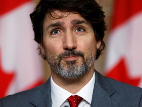Canada's Prime Minister Justin Trudeau attends a news conference in Ottawa, April 9, 2021.