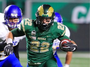 University of Regina Rams running back Kyle Borsa (22) is looking forward to the 2021 CFL draft on Tuesday.