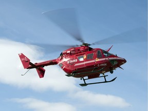A Shock Trauma Air Rescue Service (STARS) helicopter in flight. (Saskatoon StarPhoenix).