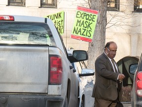 Saskatchewan Chief Medical Officer Dr. Saqib Shahab was harassed by anti-mask demonstrators in January.