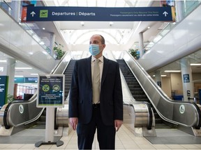 Regina International Airport CEO James Bogusz stands near the departures area in the airport in Regina, Saskatchewan on April 6, 2021.