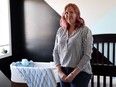 Marie Schultz at her home in Regina on Wednesday, April 21, 2021. Marie Schultz and her husband struggled to conceive, so her co-worker Amber Peters offered to become a surrogate for the couple.