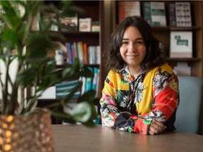 Ashley Kilback, communications specialist with Sexual Assault Services of Saskatchewan sits in her office in Regina, Saskatchewan on May 18, 2021.