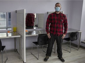 Primary care paramedic Emile Gariepy at the Newo Yotina Friendship Centre safe consumption site, which opened on May 19.