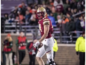 Former Boston College tight and Jake Burt, who was born in Regina, was chosen first overall by the Hamilton Tiger-Cats in the 2021 CFL draft.