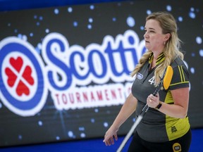 Two-time Canadian women's curling champion Chelsea Carey, shown at the 2021 Scotties Tournament of Hearts, has decided to join forces with Jolene Campbell and her Regina team for the 2021-22 curling season.
