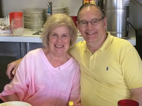 Former Saskatchewan Roughriders guard/kicker Jack Abendschan and his wife, Marjorie.