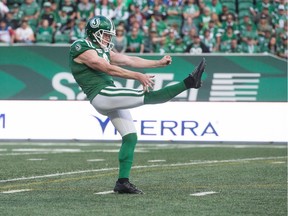 Saskatchewan Roughriders punter Jon Ryan, shown inj 2019, is concerned about the current state of the Canadian Football League.