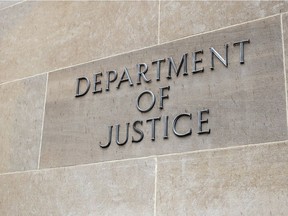 The U.S. Department of Justice is seen on June 11, 2021 in Washington, DC. Trump's Justice Department subpoenaed Apple for data from House Intelligence Committee Democrats including Rep. Adam Schiff (D-CA) and Rep. Eric Swalwell (D-CA) and their families.