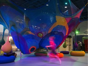 Kids play at one of the attractions during the opening day for the Nutrien Wonderhub in Saskatoon on June 28, 2019.