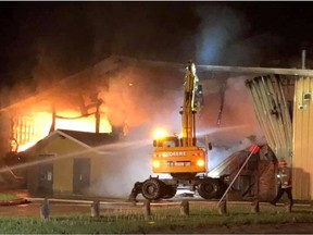 The Meadow Lake and District Arena was destroyed by a fire on June 6, 2021. Photo courtesy of Shannon Heddon.