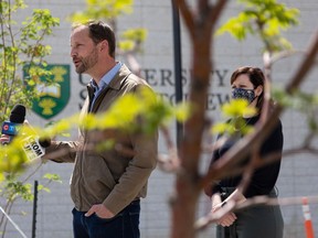 NDP Leader Ryan Meili and health critic Vicki Mowat held a news conference about how to increase vaccine uptake in Saskatchewan. Photo taken in Saskatoon on Monday June 7, 2021. (Saskatoon StarPhoenix / Michelle Berg)