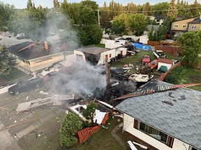 The remains of a home that exploded on the 2200 block of Clarence Avenue South. (Twitter: Saskatoon Fire Chief Morgan Hackl)