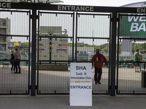 REGINA, SASK :  June 19, 2021 --   There was a field level COVID-19 vaccine clinic with Gainer and Rider alumni at Mosaic Stadium on Saturday, June 19, 2021 in Regina.

TROY FLEECE / Regina Leader-Post