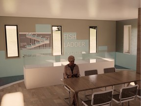 A computer-generated rendering, shows what the visitor centre will look like when it is finished.