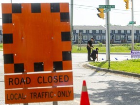 London police have closed a section of Hyde Park Road between Gainsborough and Sarnia roads as they investigate the deaths of four members of a Muslim family who were hit by a vehicle Sunday night while they were walking. A 20-year-old man is charged with four counts of first-degree murder in what police Chief Steve Williams said investigators believe was as an "intentional attack" that also injured a nine-year-old boy. Photo taken Monday June 7, 2021. Dale Carruthers/The London Free Press