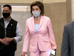 House Speaker Nancy Pelosi (D-CA) wears a protective mask while departing the U.S. Capitol on July 25, 2021 in Washington, DC. Pelosi stated in an interview on Sunday that she planned to appoint Representative Adam Kinzinger (R-IL) to the House select committee to investigate January 6.