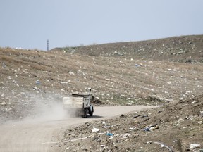 A truck at the City of Regina landfill in this 2019 file image.