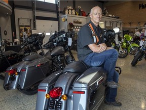 Robb Hertzog, owner of Prairie Harley Davidson in Regina, inside their showroom.