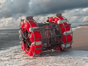 Reza Baluchi's hydropod washed up near Daytona Beach on July 24, 2021. He was warned that another maritime violation could result in legal trouble.