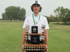 Hunter Kutcher of Regina is shown Thursday after winning the Saskatchewan junior men's golf championship at the Hillcrest Golf Club.