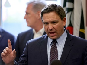 Florida Gov. Ron DeSantis speaks during a press conference held at the Assault Brigade 2506 Honorary Museum on Aug. 5, 2021 in Hialeah, Florida.