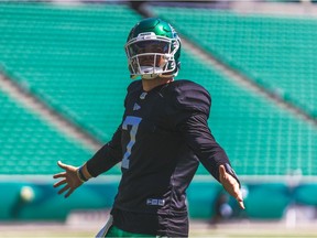 For the second consecutive game, Saskatchewan Roughriders quarterback Cody Fajardo will have a new player starting at left offensive tackle.
Photo courtesy Saskatchewan Roughriders.