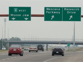 Vehicles are seen travelling along Ring Road near Wascana Parkway in Regina on August 3, 2021. The City of Regina has released a request for quotations for a safety study of Ring Road at Pasqua St. North all the way to Highway 1A at Albert Street South.