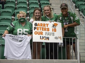 Some fans were masked, others were not as Mosaic Stadium played host to the Saskatchewan Roughriders' home opener against the B.C. Lions on Friday, Aug. 6, 2021.