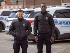 Regina Police Service Mentorship Program mentees Chase Shingoose, left, and Lincoln Tulloch on Thursday, August 12, 2021 in Regina.