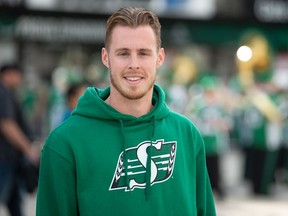 Tanner Barwell, grandson of former Saskatchewan Roughriders receiver Gord Barwell, visited Mosaic Stadium for the first time on Saturday.