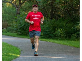 Conservative Leader Erin O'Toole jogging. Credit: Erin O'Toole/Twitter