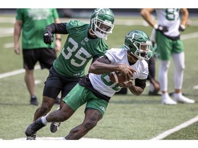 Linebacker A.J. Hendy (35) is slated to return to the active roster with the Saskatchewan Roughriders against the Calgary Stampeders on Saturday.