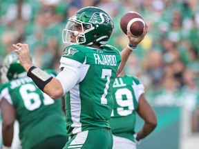 Saskatchewan Roughriders star Cody Fajardo honed his skills while attending the famed Manning Passing Academy three years in a row. Brandon Harder/Regina Leader-Post.