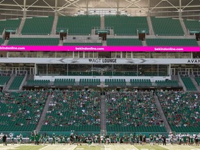 The Saskatchewan Roughriders welcomed nearly 3,000 fans for a controlled scrimmage July 24 at Mosaic Stadium. Brandon Harder/Regina Leader-Post.
