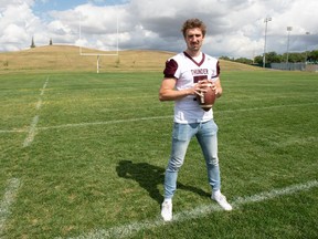 Regina Thunder quarterback Carter Shewchuk, shown at Scotty Livingstone Field, is enjoying life as the PFC team's starting quarterback.