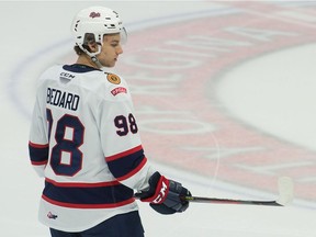 Connor Bedard, shown in this file photo, had two goals for the Regina Pats in Friday's 3-1 victory over the host Prince Albert Raiders.