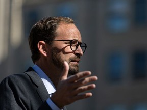 NDP Leader Ryan Meili and Official opposition health critic Vicki Mowat speak to media regarding COVID-19 and the need for better reporting on COVID-19 cases in schools and among children. Photo taken in Saskatoon on Wednesday, September 8, 2021.