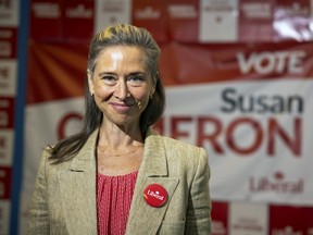 Regina Lewvan Liberal candidate Susan Cameron at her campaign office.