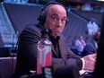 FILE: Announcer Joe Rogan reacts during UFC 249 at VyStar Veterans Memorial Arena on May 09, 2020 in Jacksonville, Fla. /