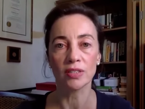 Julie Ponesse in a video she posted about her decision not to get vaccinated.