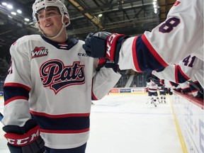 The Regina Pats' Cole Carrier, shown in this file photo, had a natural hat trick Tuesday in Medicine Hat.