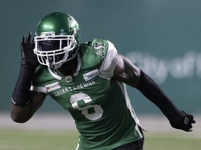 Saskatchewan Roughriders defensive end A.C. Leonard, left, was finally heard from Tuesday when he met the media to discuss the circumstances surrounding a CFL-issued suspension that has stretched to three games.