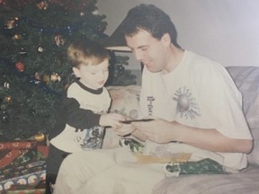 Rob Vanstone and his godson, Eric Anderson, celebrate Christmas in the mid-1990s.